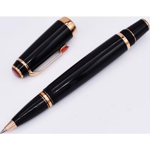 Crocodile Classic Black Rollerball Pen, Noble Ruby on Top with Golden Clip Writing Gift Pen Box Optional for Office Business