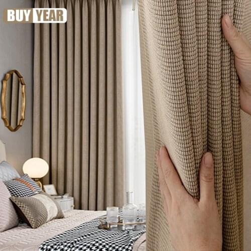 Modern Minimalist Curtains for Living Room Bedroom Thickening Blackout Cotton Linen Curtain Stitching Customization