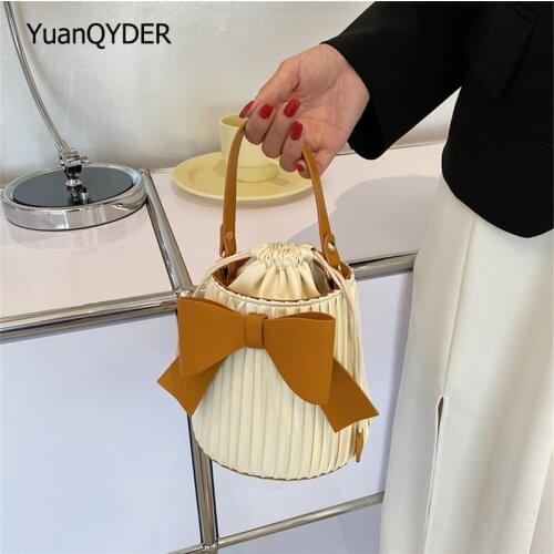 Fashion Solid Color Small Crossbody for Women 2021 New Mini Bow Style Shoulder Bag High Quality PU Leather Handbags for Ladies