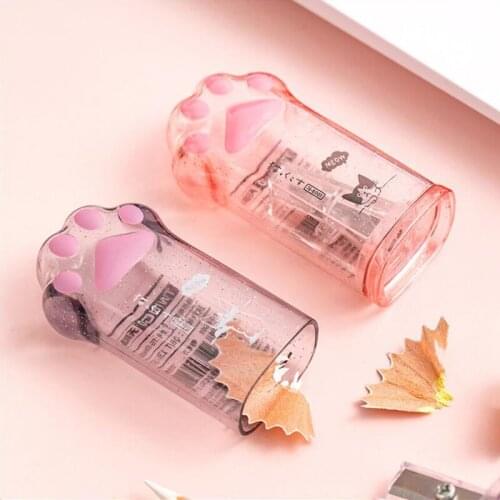 36 pcs/lot Creative Transparent Cat Paw Pencil Sharpener Cute Mini hand mechanical Cutter Knife stationery gift school supplies