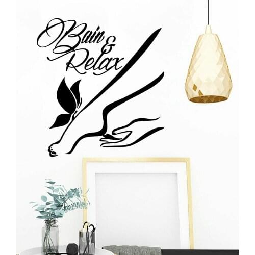 Foot Care Wall Stickers Relax Manicure Door Window Vinyl Decal Beauty Salon Spa Studio Interior Decor Waterproof Wallpaper E489