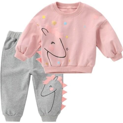 Spring Baby Girl Sweatshirt Toddler Girls Set Long Sleeve Pullover Hoodie Tops Kids Clothing Set Casual 1-4 Years Baby Outfit