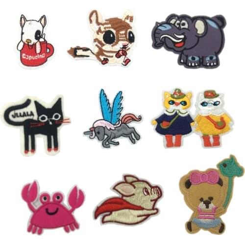 Cartoon Animal Cute Patch DIY Embroidered Iron-on Patches for Clothing Badge Cartoon Patch Bear Sequins Applique Hook Loop