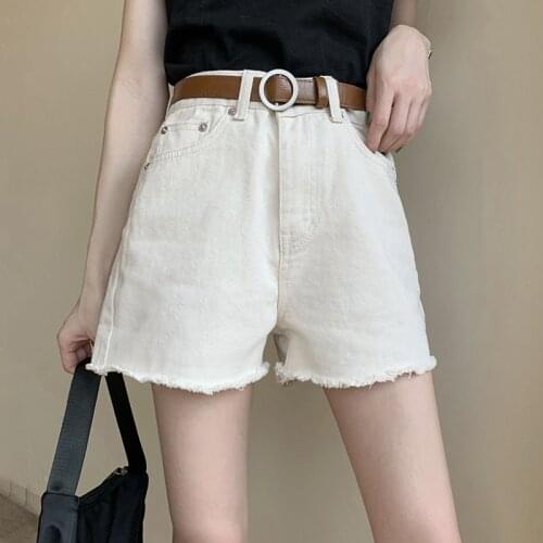 2021 New Women Summer Cotton Denim Shorts High Waist Short Jeans Casual Basics Wide Leg Pants