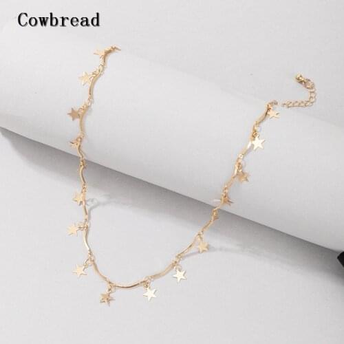 COWBREAD Personality Necklace for Women Star Choker Bamboo Chain Necklace Short Jewelry Womens Neck Chain Pendant