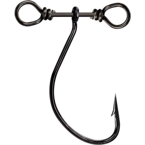 10PCS Balance Single Hook 2.5cm0.4g Black Nickel Crank Hook Self-belt Double Hole Rotation Pairing Asia Soft Bait Wholesale