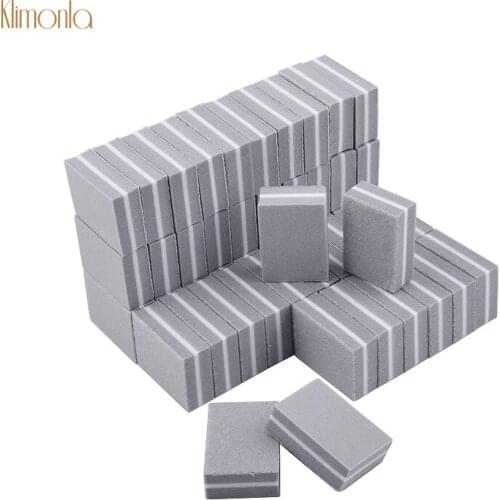 100pcs/lot Gray Sponge Sanding Nail Files Double-sided Nail Polish Blocks Manicure Pedicure Nail Art Beauty Tools For Salon