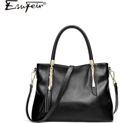 2019 Fashion Cow Leather Women handbag Solid Tassel High Quality Female Messenger Bag Famous Brand Bag Women Tote bolsa feminina