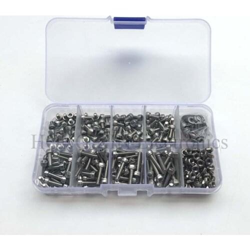 320pcs/set M2 M2.5 M3 304 Stainless Steel Hexagon Socket Head Cap Screws Hex Bolts Nut Screw Set Assortment Kit