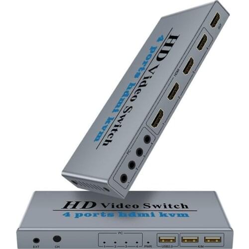 4 Ports HDMI-compatible 1.4 KVM Switch 4K 30Hz For 4 PC Computers Sharing One Monitor Keyboard Mouse Printer Accessories