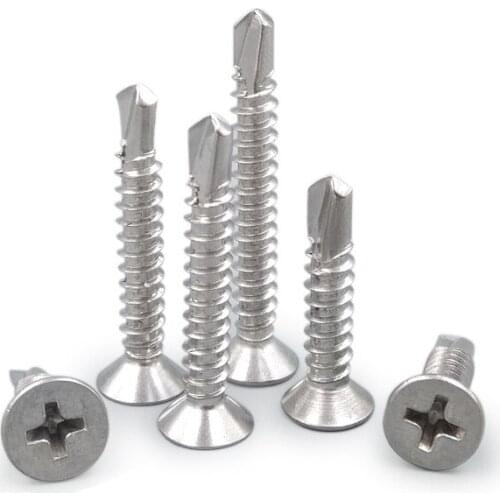 50Pcs M3.5 13mm-38mm Stainless steel phillips countersunk head screws cross self-tapping drill tail screw