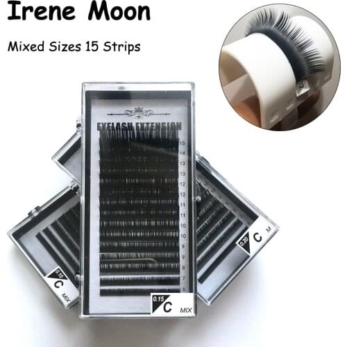 6~15mm Mixed Sizes Synthetic Mink Natural mink Individual Eyelash Extension 15rows/case High Quality Fake Eyelashes Cilios Cils