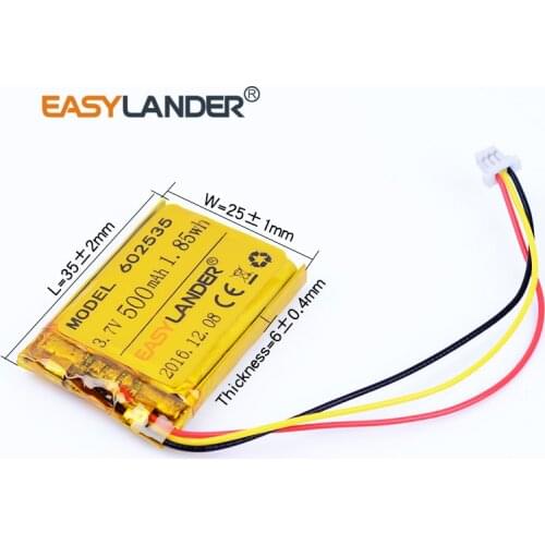 602535 3.7V 500mAh Rechargeable Li-Polymer Li-ion Battery For MP3 MP4 GPS Bluetooth small stereo bluetooth DVR 062535 602436