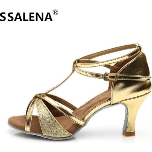 7CM Women Beef Tendon Bottom Dance Shoes Girls High-Heeled Tango Shoes Rumba Salsa Party Ballroom Dancing Shoes AA51079