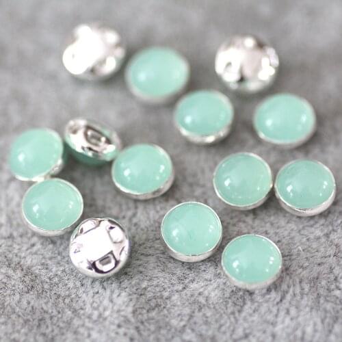 8mm 50pcs/lot Green opal silver Plate Sew on Beads for Dresses, Sew On Rhinestones beads for jewelry making, Sew on Button