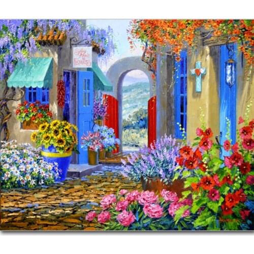 Diamond painting flower landscape 5D DIY full square diamond embroidery garden landscape rhinestone home decoration mosaic pictu