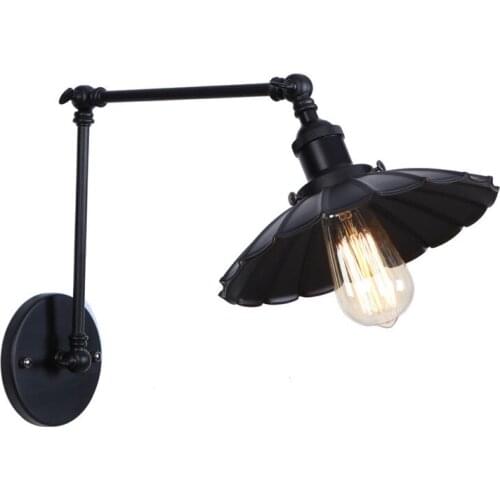 American Loft Iron Long Arm Wall Sconce Edison Adjust LED Wall Light Fixtures Bedside Wall Lamp Industrial Vintage Lighting