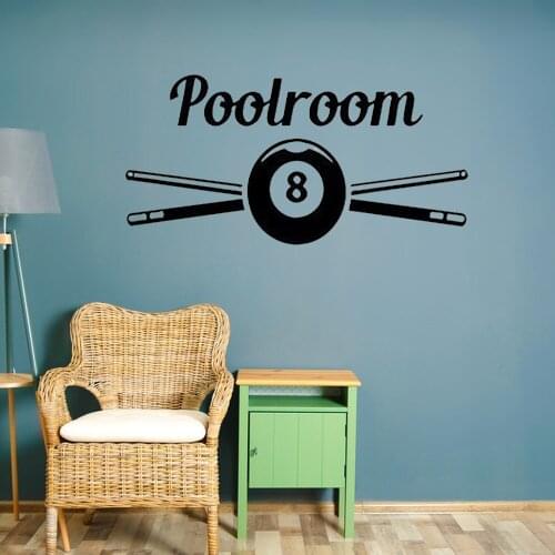 Billiard Interior Decor For Play Room Poolroom Room Art Stickers Mural Vinyl Wall Decal ph561