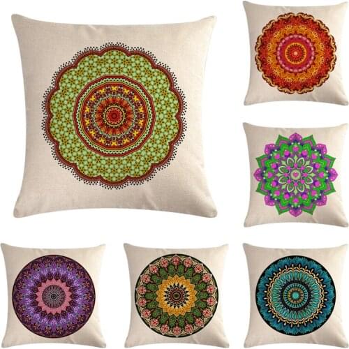 Bohemia Geometric Mandala Flower Cushion Covers Polyester Sequin Pillow Cover Sofa Bed Nordic Decorative Pillow Case