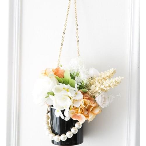 Hanging ceramic vase flower basket cosmetics storage flower vase home decoration ikebana vase ceramic plant holder
