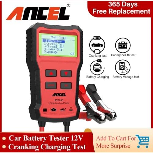ANCEL BST100 Battery Tester 12V Car Battery Tester Charger Analyzer Check Automotive Cranking Charging Cricuit Load Tester