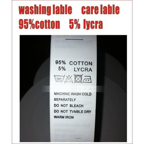 Clothes tags label,3000pcs/lot,silk printed washing label ,95%cotton 5% lycra printed mark label, care label Free shipping