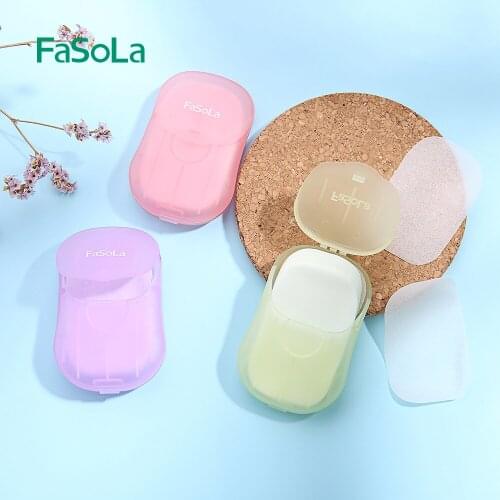 FaSoLa 50PCS/Box Disposable Portable Paper Soap with Box Mini Hand-washing Soap Paper Flakes Handwashing Soap for Outdoor Travel