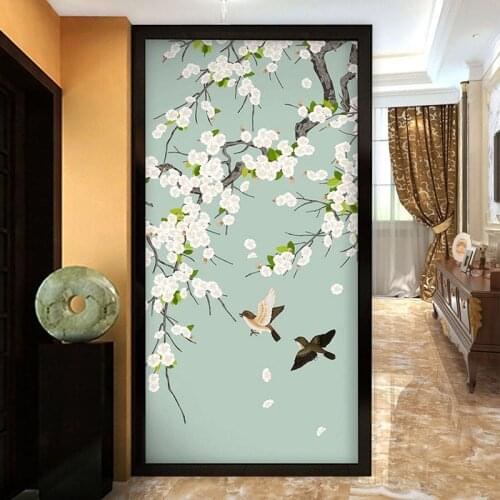 Custom Photo Wallpaper Chinese Style Porch Background Wall Decoration Painting 3D Hand-painted Flowers And Birds Mural Wallpaper
