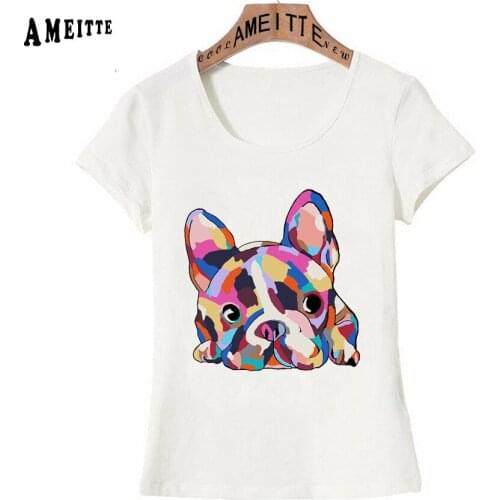 AMEITTE French Bulldog Zoe Design T-Shirt Summer Women T-Shirt Colorful Dog Print Girl Cute Casual Tops Hipster Woman White Tees