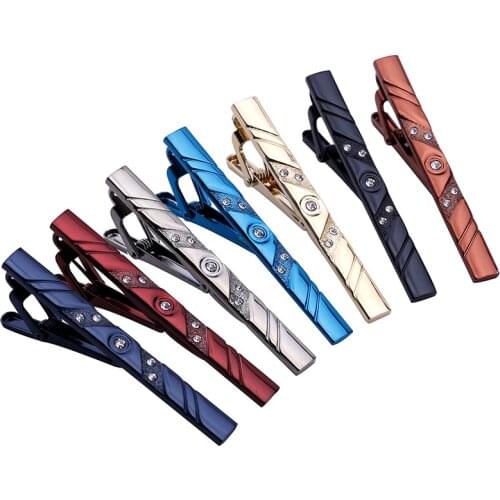 7pcs Mix Color Mens Stainless Steel Classic Necktie Tie Clips Bar Set for Regular Ties 2.3 Inch