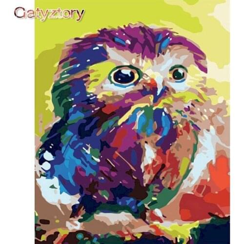 Gatyztory Diy Painting By Numbers children owl Canvas Drawing Handpainted Gift animals Wall Decor Artwork 60×75cm Frame