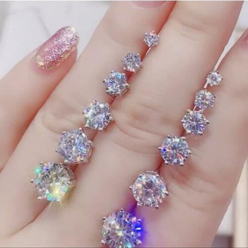 Glitting Moissanite Gemstone Stud Earring Pendant For Women 925 Sterling Silver Girl Birthday Gift