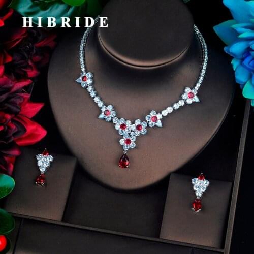 HIBRIDE Fashion Beautiful Flower Full Cubic Zircon Bridal Jewelry Set Wedding Accessories boucles d'oreilles pour femmes N-688