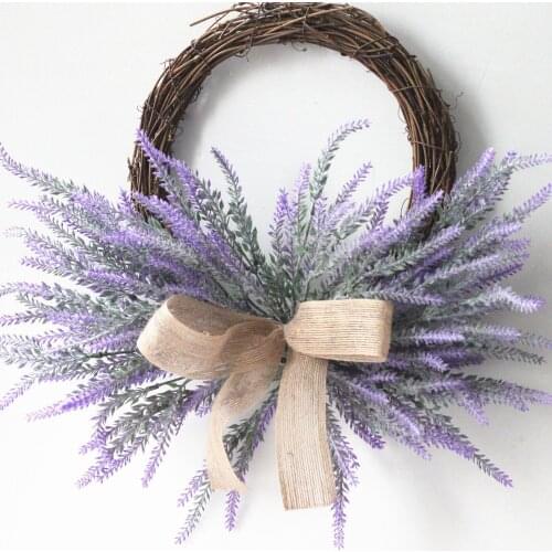 Artificial Lavender Flower Wreath DIY Party Wedding Decoration Silk Cloth Fake Flowers Garland Home Decor Door Knocker Ornament