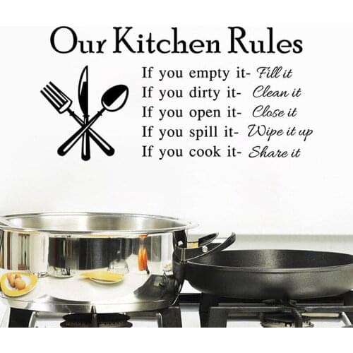 Kitchen Rules Kitchen Vinyl Wall Stickers for Kids Room Lettering Art Quote Decals Home Poster Sofa Wall Decoration GW-6