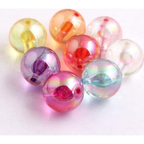 Kwoi Vita 20MM 100pcs Acrylic transparent round ab beads for DIY Bracelet Necklace Making