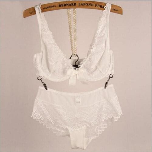Summer Lace Bra set Big Bow Transparent Ultra-thin Bra and Panties Lingerie Set Sexy Womens Underwear panties