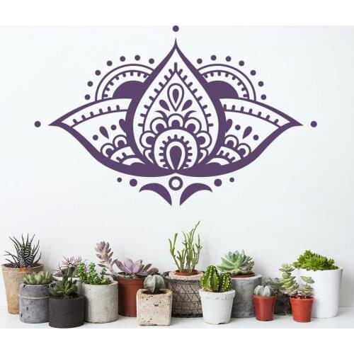 Lotus Wall Decal Removable Flower Vinyl Sticker Mandala Bedroom Yoga Studio Indian Namaste Home Decor Bohemian Decoration WW-111