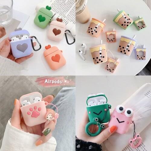 Cute Bubble Milk Tea Frog Cat Paw Silicone Case for Airpods 1 2 Cover Good Bluetooth Wireless Earphone Cover For Airpods Case