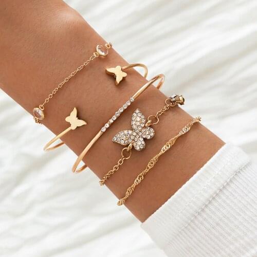 Yobest Fashion Bohemia butterfly Knot Hand Cuff Link Chain Charm Bracelet Bangle for Women Gold Bracelets Jewelry