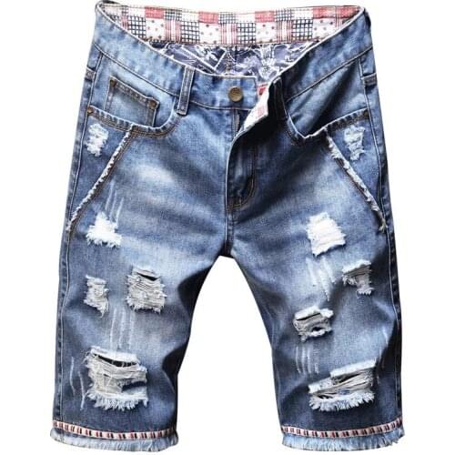 2020 New Summer Denim Shorts Male Jean Short Homme Ripped Jeans For Men