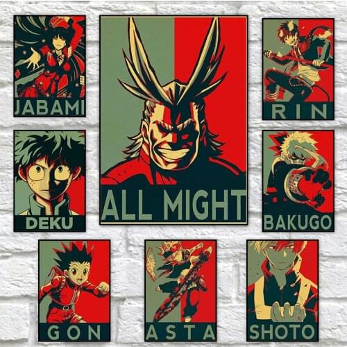 Superhero Set Retro Anime Posters And Prints Japanese Animation Graffiti Figure Canvas Painting Home Decoration Wall Art Picture