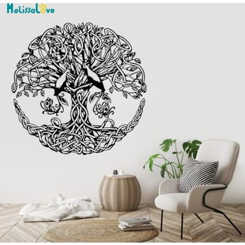 Tree Of Life Wall Stickers Decal Tribal Circle Of life Roots Branches birds Living Room Yoga Studio Decor Home Decoration BB199