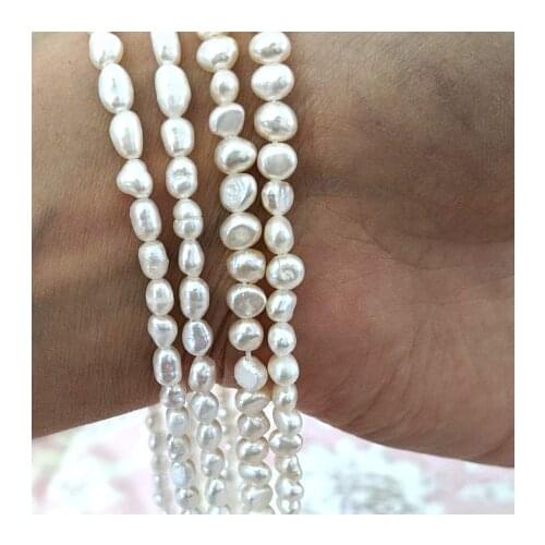 Real Natural Freshwater Cultured White Pearls Vertical Perforated Beads 36 cm Strand 7-8 mm For Jewelry Making