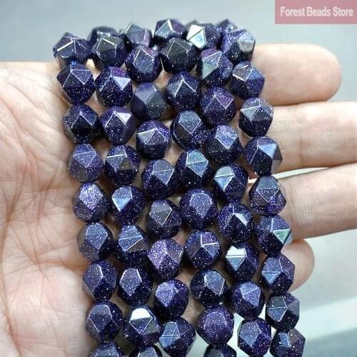 Natural Stone Faceted Dark Blue SandStone Loose Spacers Beads DIY Bracelet Accessories for Jewelry Making 15" Strand 6 8 10MM