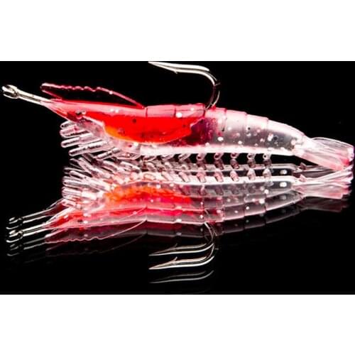 4PCS New 6cm/3g Silicon Luya Soft Shrimp Bait Luminous Cebo Fishy Smell Artificial With Hook fishing Tool Accessories N0134