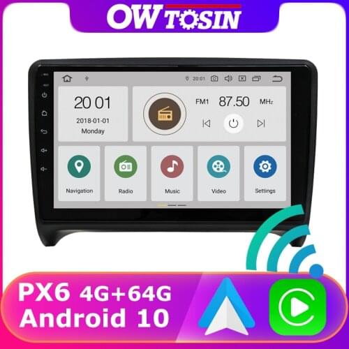 PX6 4G+64G For AUDI TT MK2 2006-2014 Android 10 GPS Radio Auto Stereo Wireless Carplay Car Multimedia Player Bluetooth 5.0 5*USB