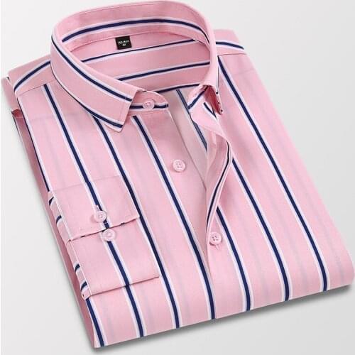 Shirts for Men Striped Shirts 2021 New Fashion Slim Mens Thin Long-sleeved Shirt Mens Plaid Shirts Business Male Clothing