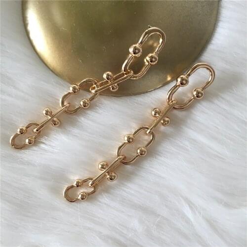 Chic Gold Color Plating Plating Geometric Sculpture Linked Drop Earrings For Women Girl Lady Gift Modern Special Presentation