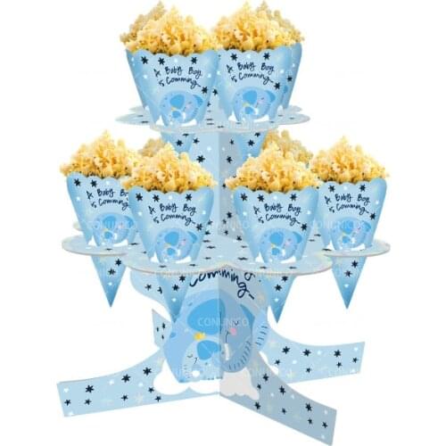 Blue Boy Newborn Tooth Elephant Theme Disposable Tableware Set Table Centerpiece Baby Shower Gender Reveal Boy Teeth Party Decor